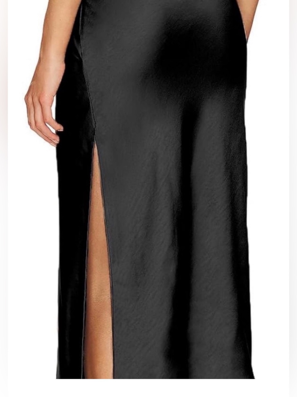 Verdusa Black Satin Skirt with slit